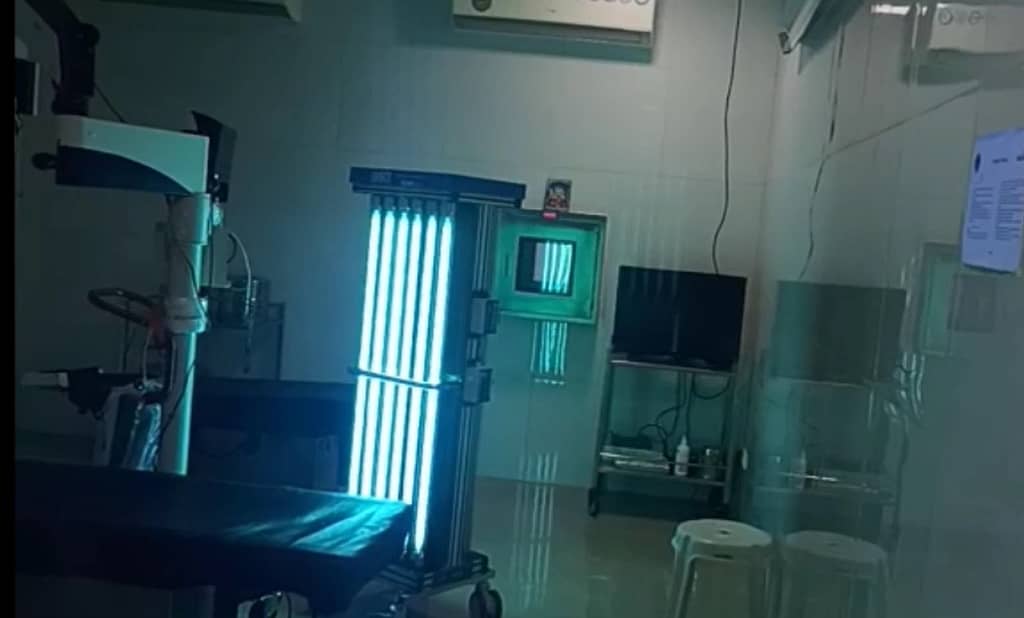 Inside OT 1 uvc disinfectant bot