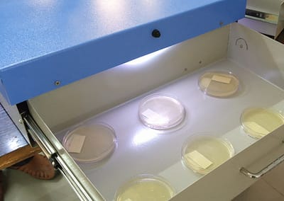 UVC Box undergoing validation for efficacy Phone