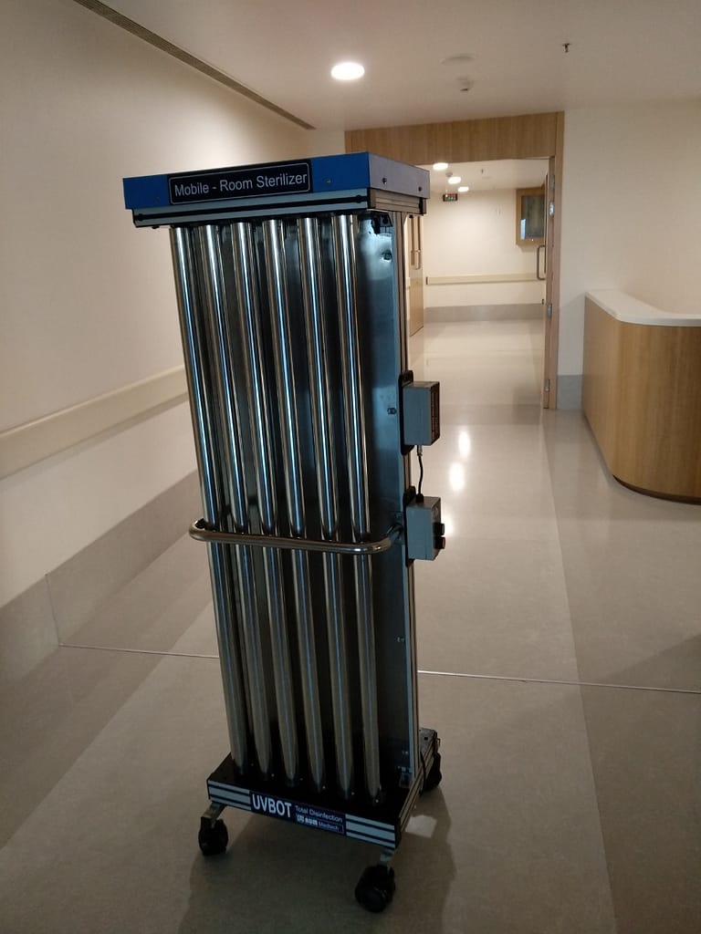 Corporate Hospital long corridor uvc disinfectant bot